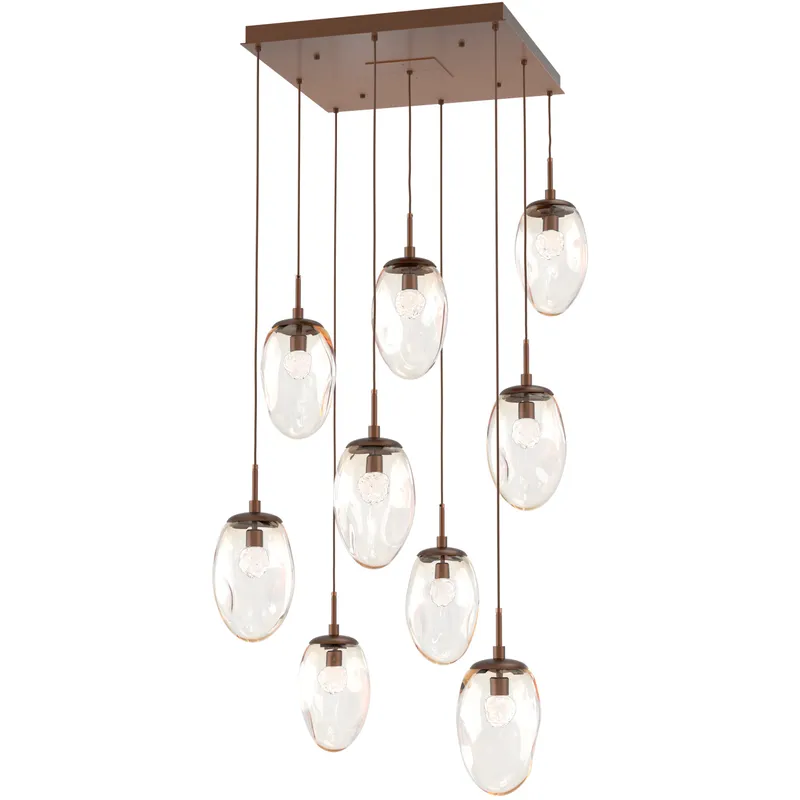 Meteo LED LED Burnished Bronze Chandelier Ceiling Light, Square Multi-Pendant