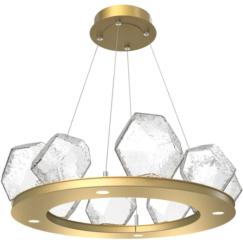 Gem LED 27.4 inch Gilded Brass Chandelier Ceiling Light in Clear, 2700K LED, Ring