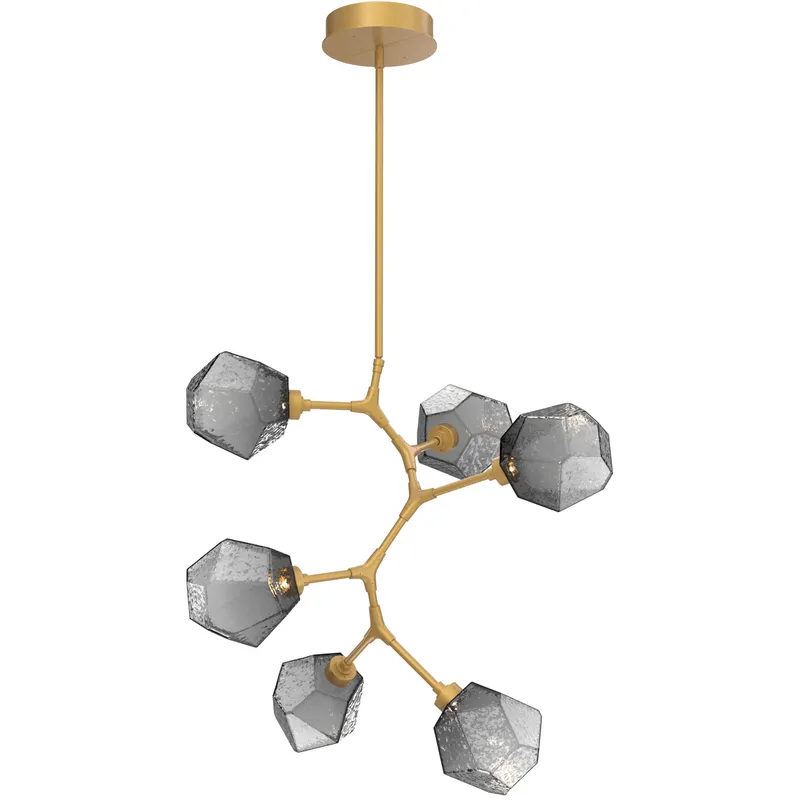 Gem LED 30 inch Gilded Brass Chandelier Ceiling Light in 3000K LED, Smoke, Modern Vine