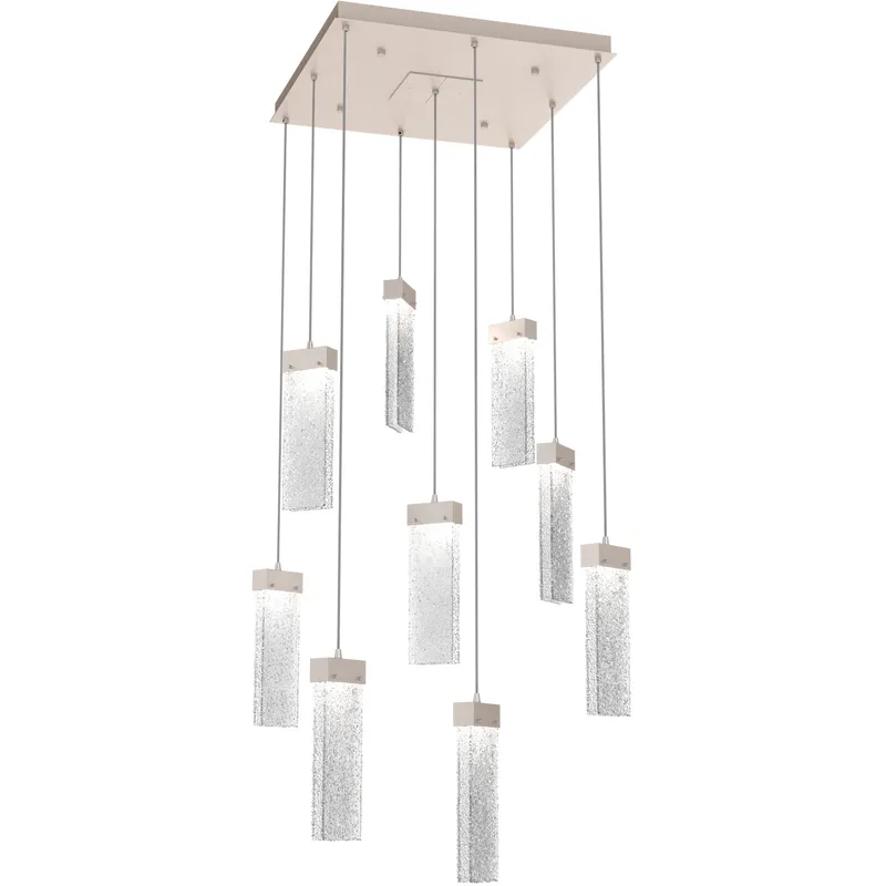 Parallel LED 26 inch Beige Silver Chandelier Ceiling Light in Metallic Beige Silver, Clear Rimelight, 2700K LED, Square Multi-Port