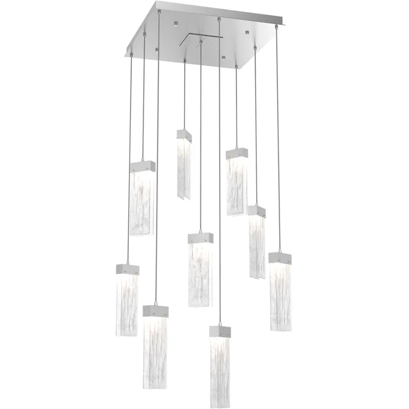 Parallel LED 26 inch Classic Silver Chandelier Ceiling Light in 3000K LED, Clear Granite, Square Multi-Port