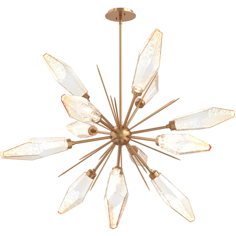 Rock Crystal LED 38.1 inch Novel Brass Chandelier Ceiling Light in Chilled Amber, 2700K LED, Starburst