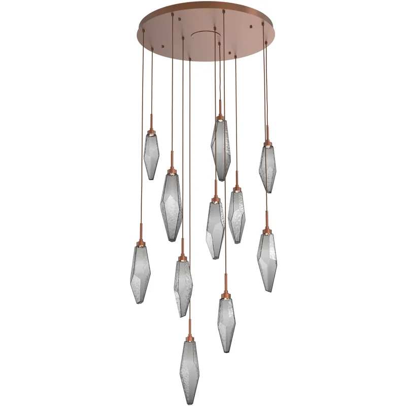 Rock Crystal LED 32.3 inch Burnished Bronze Chandelier Ceiling Light, Round Multi-Port