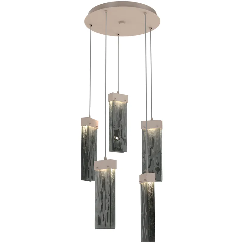 Parallel LED 18.6 inch Beige Silver Chandelier Ceiling Light in 3000K LED, Metallic Beige Silver, Smoke Granite, Round Multi-Port