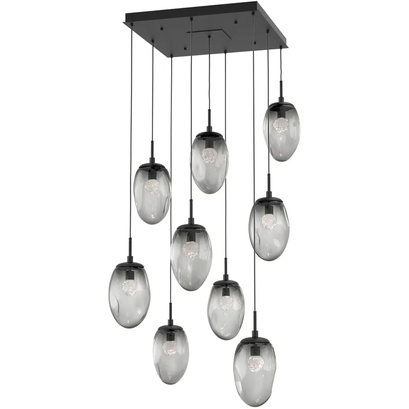 Meteo LED LED Matte Black Chandelier Ceiling Light, Square Multi-Port