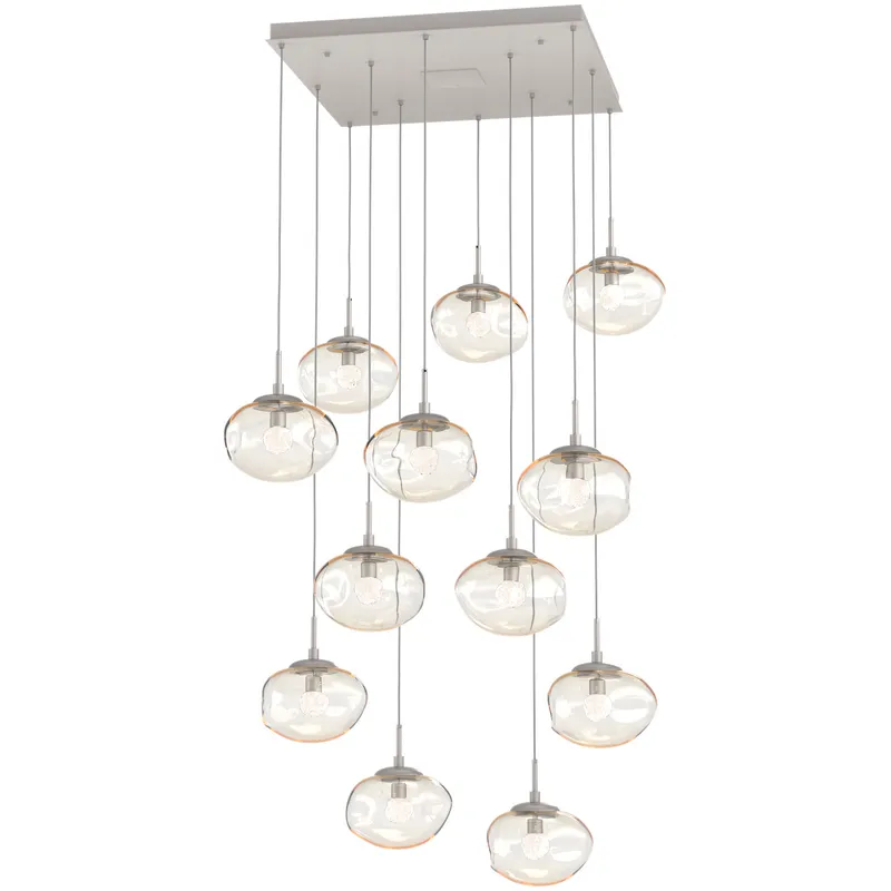 Nova LED LED Beige Silver Chandelier Ceiling Light, Square Multi-Port