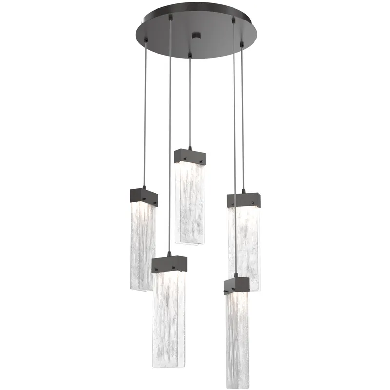 Parallel LED 18.6 inch Graphite Chandelier Ceiling Light in Clear Granite, 2700K LED, Round Multi-Port