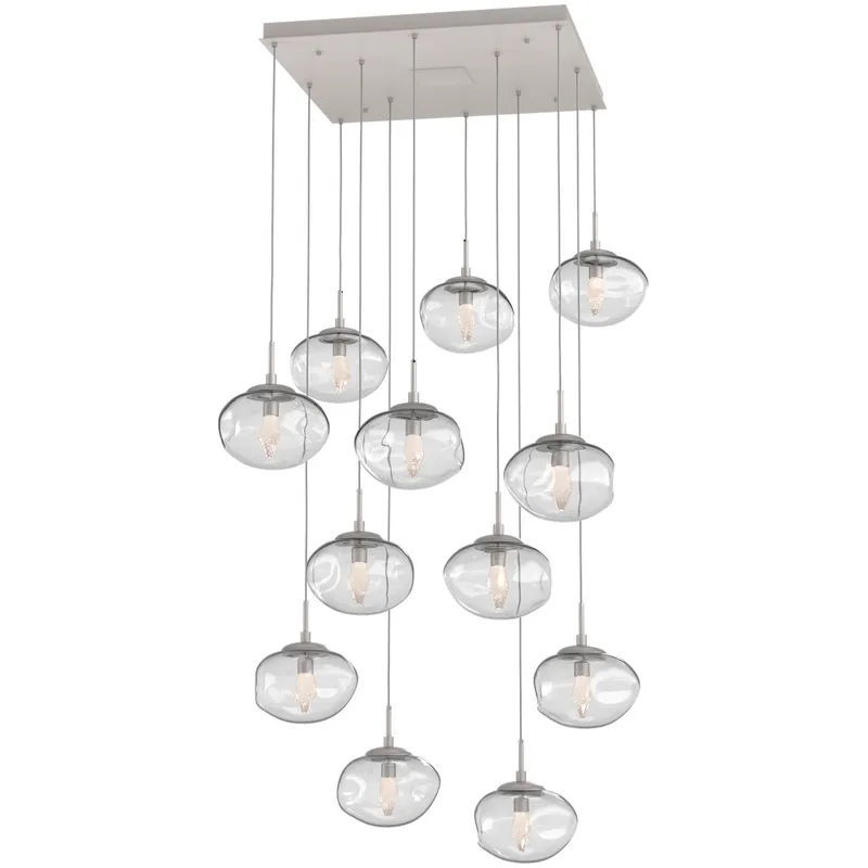 Nova LED LED Beige Silver Chandelier Ceiling Light, Square Multi-Port