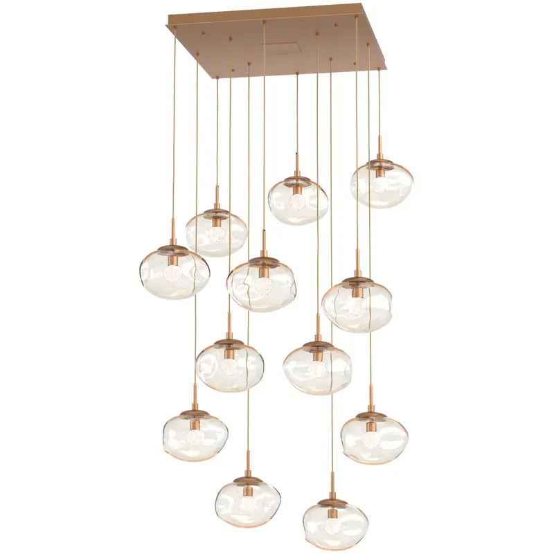 Nova LED LED Novel Brass Chandelier Ceiling Light, Square Multi-Pendant