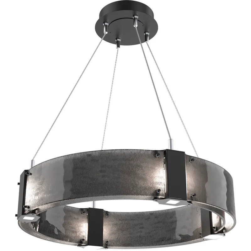 Parallel LED 23.9 inch Matte Black Chandelier Ceiling Light in 3000K LED, Smoke Granite, Ring