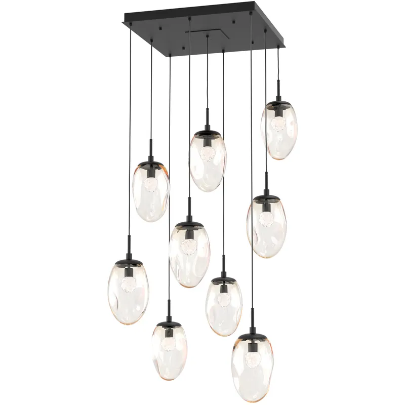 Meteo LED LED Matte Black Chandelier Ceiling Light, Square Multi-Port