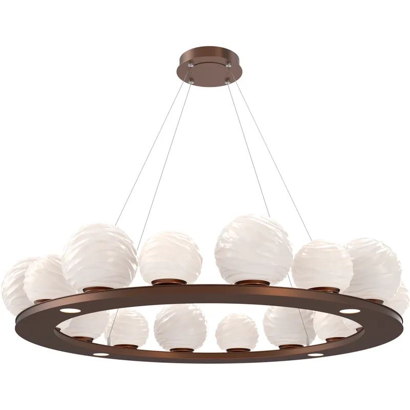 Gaia LED Burnished Bronze Multi-Pendant Ceiling Light in 3000K LED, Opal White