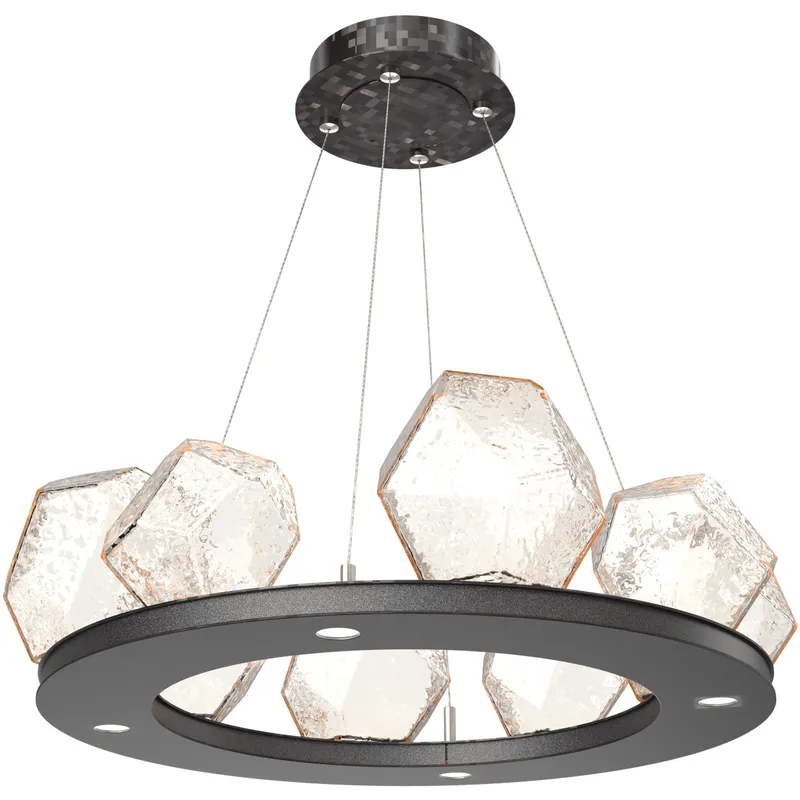 Gem LED 27.4 inch Graphite Chandelier Ceiling Light in Amber, 2700K LED, Ring