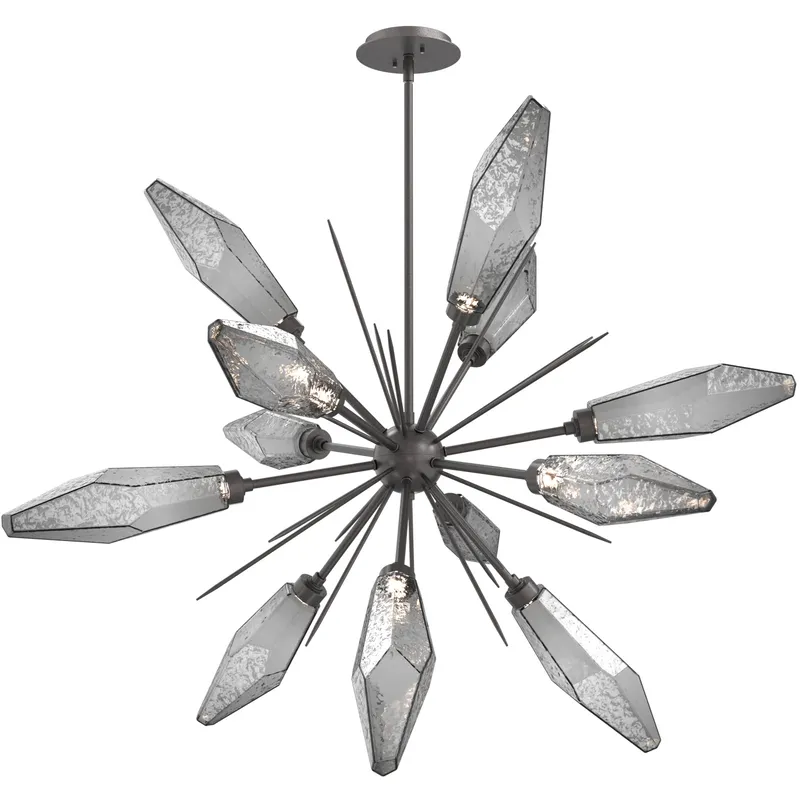 Rock Crystal LED 38.1 inch Graphite Chandelier Ceiling Light in Chilled Smoke, 2700K LED, Starburst