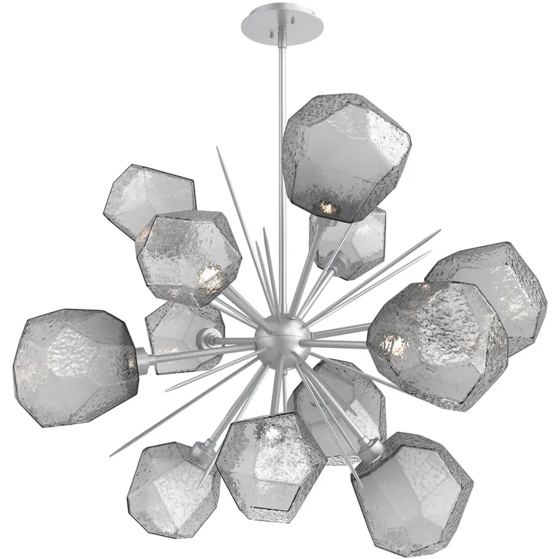 Gem LED 38.4 inch Classic Silver Chandelier Ceiling Light in Smoke, 2700K LED, Starburst