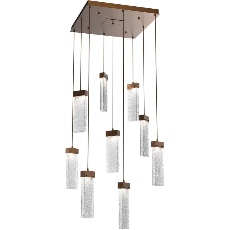 Parallel LED 26 inch Flat Bronze Chandelier Ceiling Light in Clear Rimelight, 2700K LED, Square Multi-Port