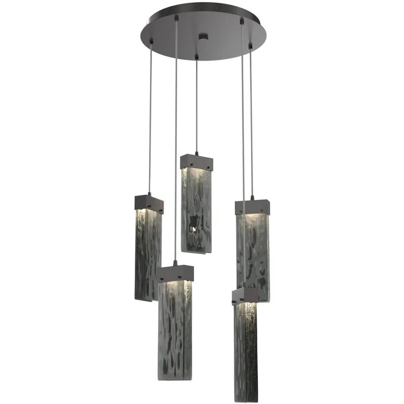 Parallel LED 18.6 inch Graphite Chandelier Ceiling Light in 3000K LED, Smoke Granite, Round Multi-Port
