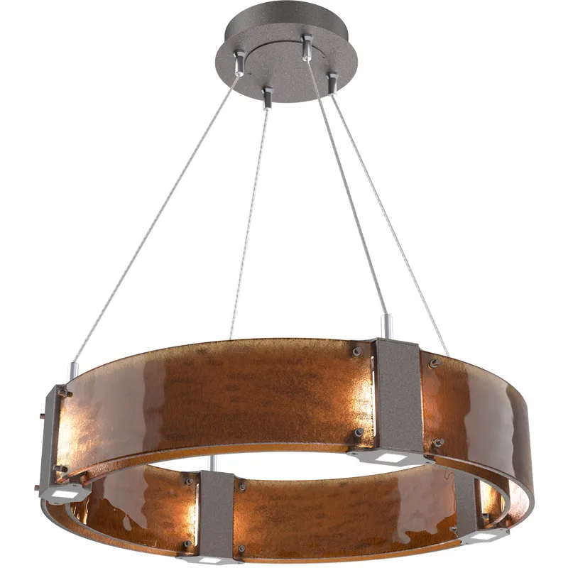 Parallel LED 23.9 inch Graphite Chandelier Ceiling Light in 3000K LED, Bronze Granite, Ring