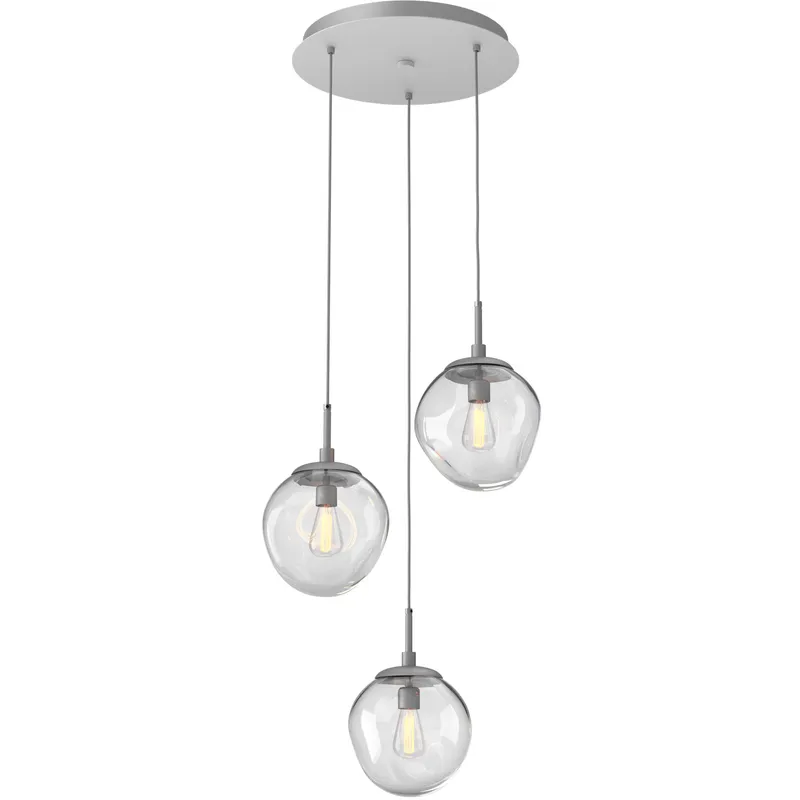 Aster Incandescent 3 Light Classic Silver Chandelier Ceiling Light, Round Multi-Pendant