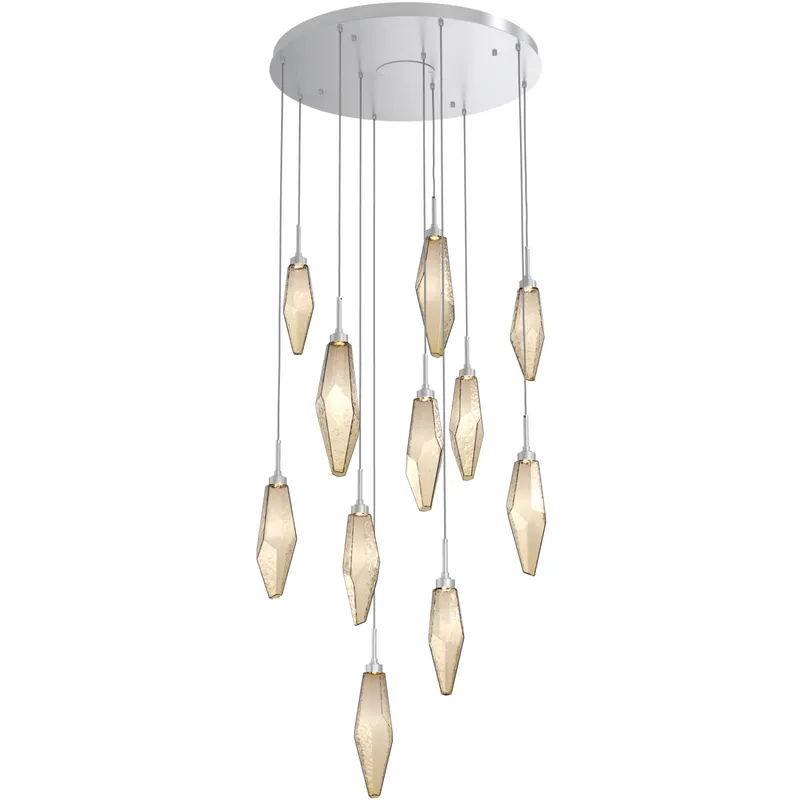 Rock Crystal LED 32.3 inch Classic Silver Chandelier Ceiling Light, Round Multi-Port