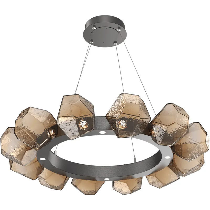 Gem LED 36 inch Graphite Chandelier Ceiling Light in Bronze, 2700K LED, Radial Ring