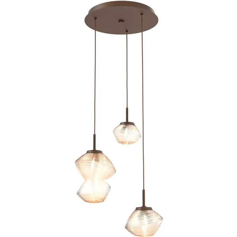 Mesa LED Flat Bronze Chandelier Ceiling Light, Multi-Port Round