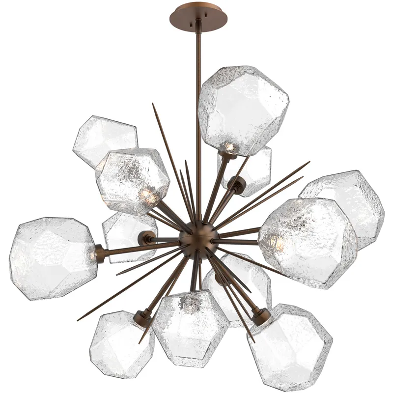 Gem LED 38.4 inch Flat Bronze Chandelier Ceiling Light in 3000K LED, Clear, Starburst