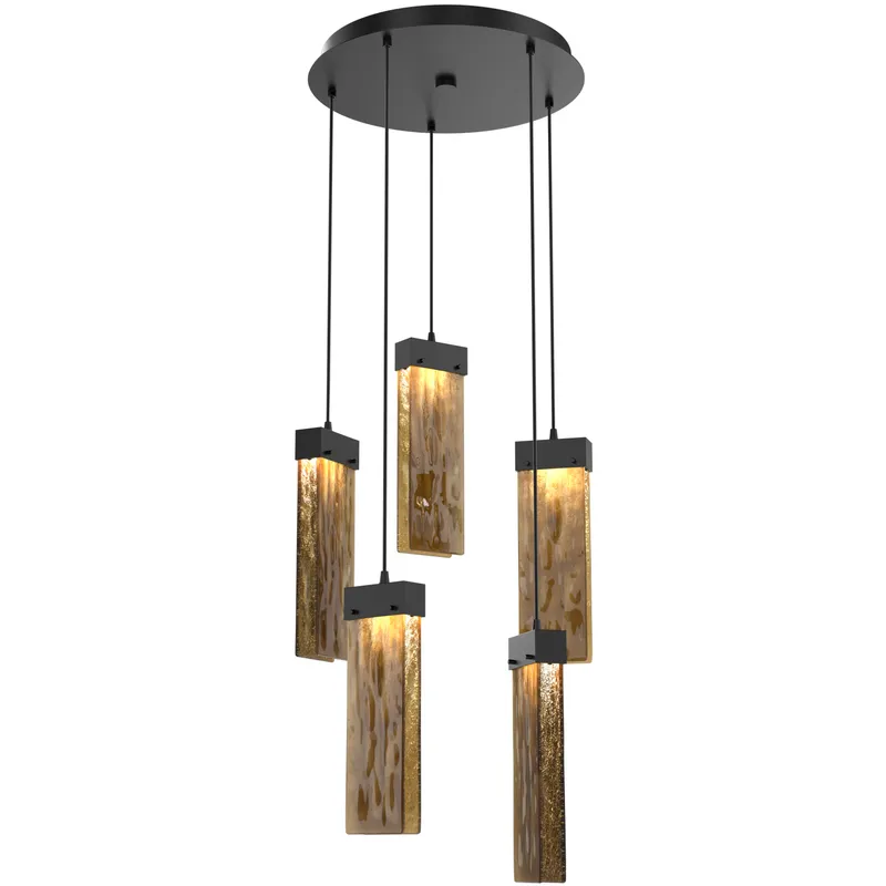 Parallel LED 18.6 inch Matte Black Chandelier Ceiling Light in 3000K LED, Bronze Granite, Round Multi-Port