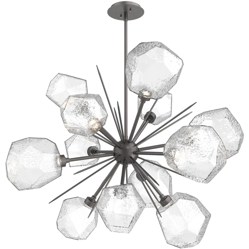 Gem LED 38.4 inch Graphite Chandelier Ceiling Light in Clear, 2700K LED, Starburst