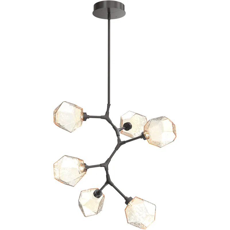 Gem LED 30 inch Graphite Chandelier Ceiling Light in 3000K LED, Amber, Modern Vine