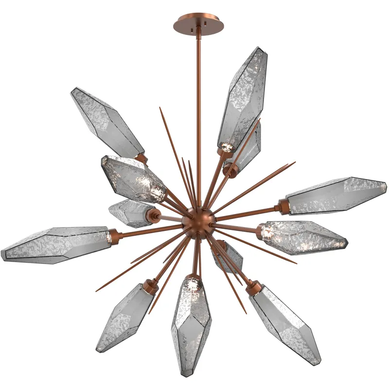 Rock Crystal LED 38.1 inch Burnished Bronze Chandelier Ceiling Light in Chilled Smoke, 2700K LED, Starburst