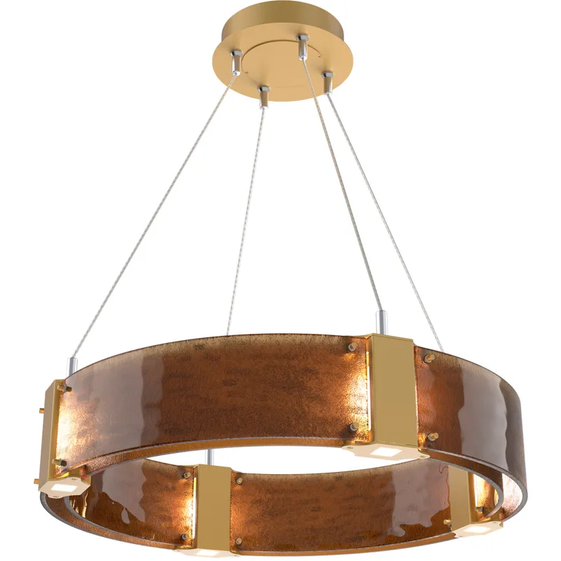 Parallel LED 23.9 inch Gilded Brass Chandelier Ceiling Light in 3000K LED, Bronze Granite, Ring
