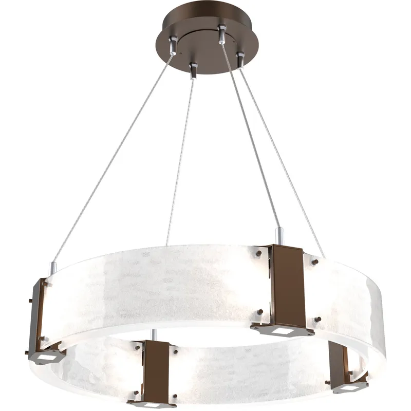 Parallel LED 23.9 inch Flat Bronze Chandelier Ceiling Light in 3000K LED, Clear Granite, Ring