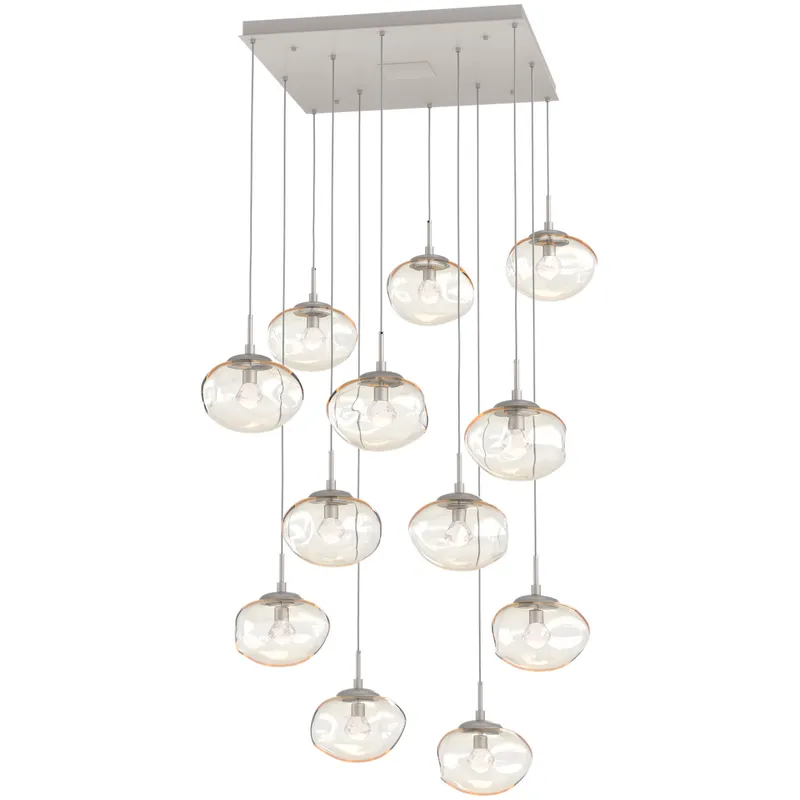 Nova LED LED Beige Silver Chandelier Ceiling Light, Square Multi-Port