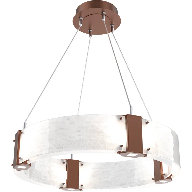 Parallel LED 23.9 inch Burnished Bronze Chandelier Ceiling Light in 3000K LED, Clear Granite, Ring