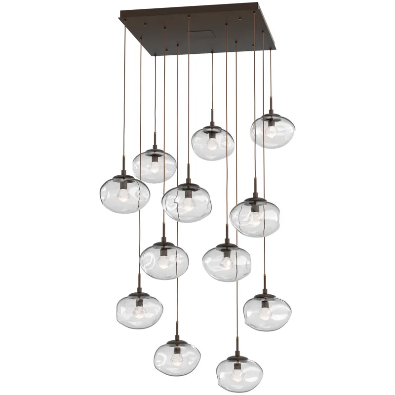 Nova LED LED Flat Bronze Chandelier Ceiling Light, Square Multi-Port