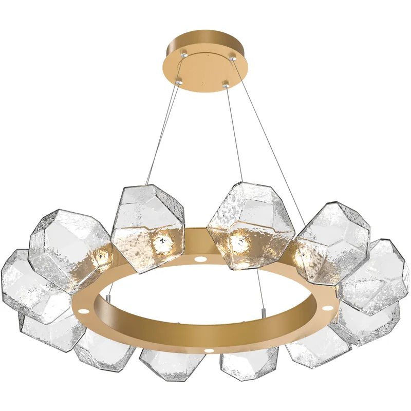 Gem LED 36 inch Gilded Brass Chandelier Ceiling Light in 3000K LED, Clear, Radial Ring
