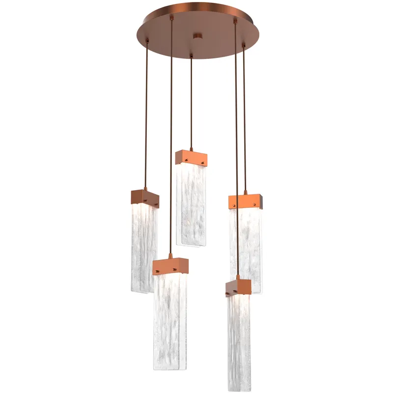 Parallel LED 18.6 inch Burnished Bronze Chandelier Ceiling Light in 3000K LED, Clear Granite, Round Multi-Port