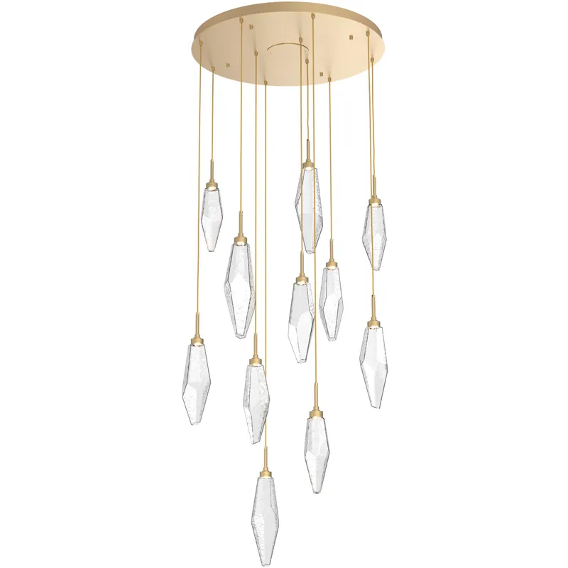 Rock Crystal LED 32.3 inch Gilded Brass Chandelier Ceiling Light, Round Multi-Port