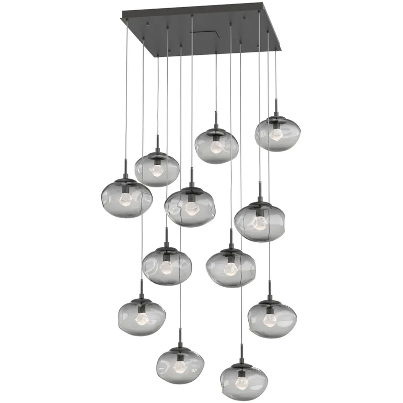 Nova LED LED Graphite Chandelier Ceiling Light, Square Multi-Port