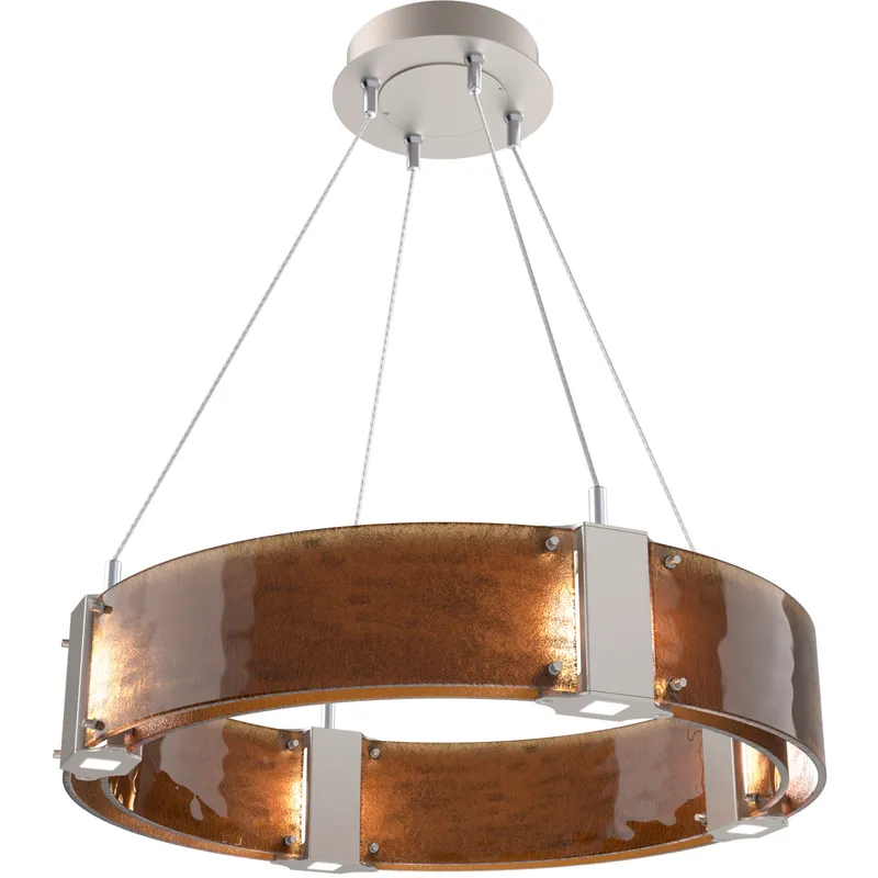 Parallel LED 23.9 inch Beige Silver Chandelier Ceiling Light in 3000K LED, Metallic Beige Silver, Bronze Granite, Ring