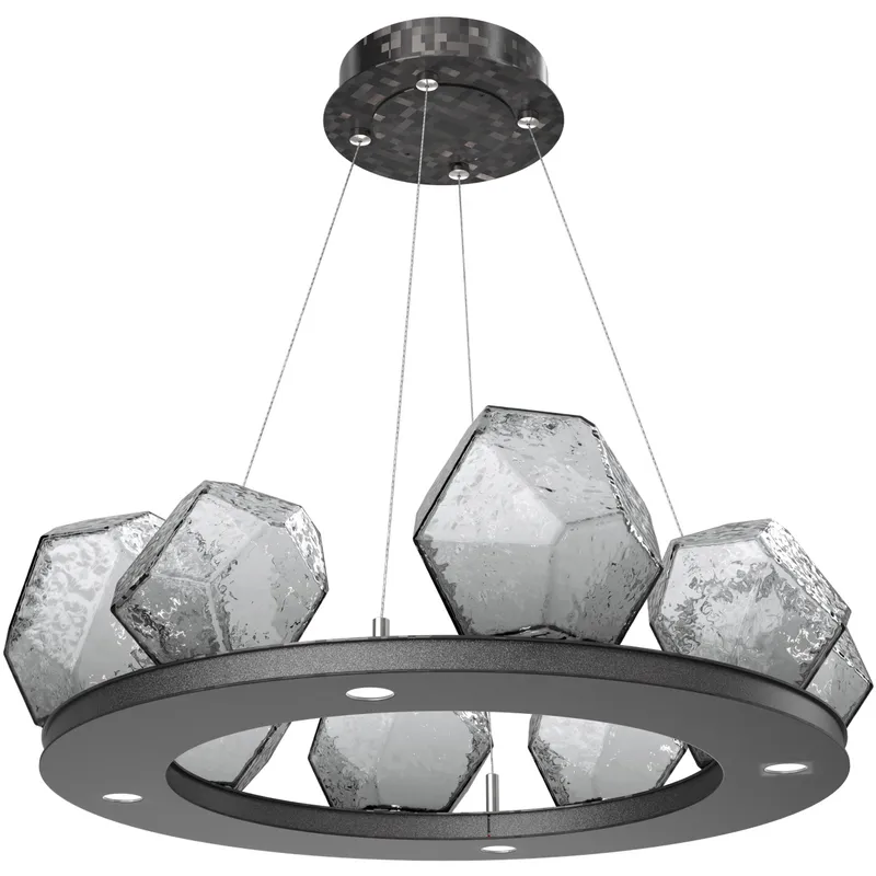 Gem LED 27.4 inch Graphite Chandelier Ceiling Light in Smoke, 2700K LED, Ring