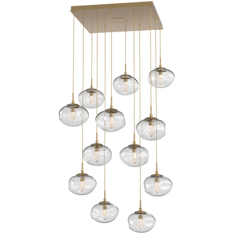 Nova LED LED Gilded Brass Chandelier Ceiling Light, Square Multi-Port