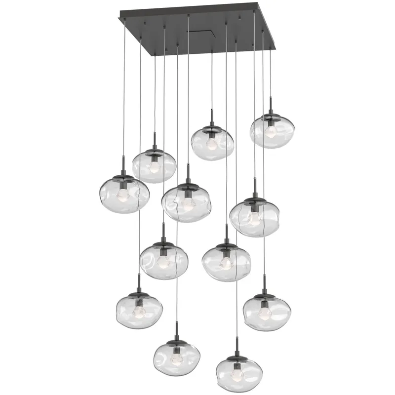 Nova LED LED Graphite Chandelier Ceiling Light, Square Multi-Port