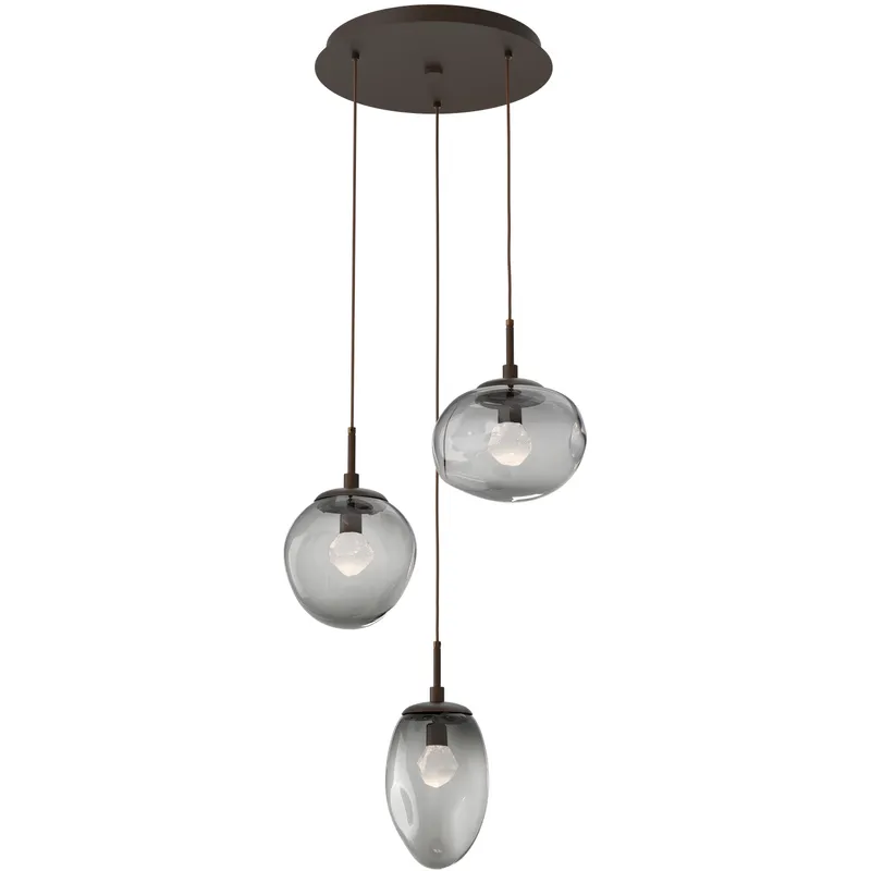 Cosmos LED LED 22.3 inch Flat Bronze Chandelier Ceiling Light in 3000K LED, Clear Zircon Inner with Smoke Cosmos Outer, Round Multi-Port