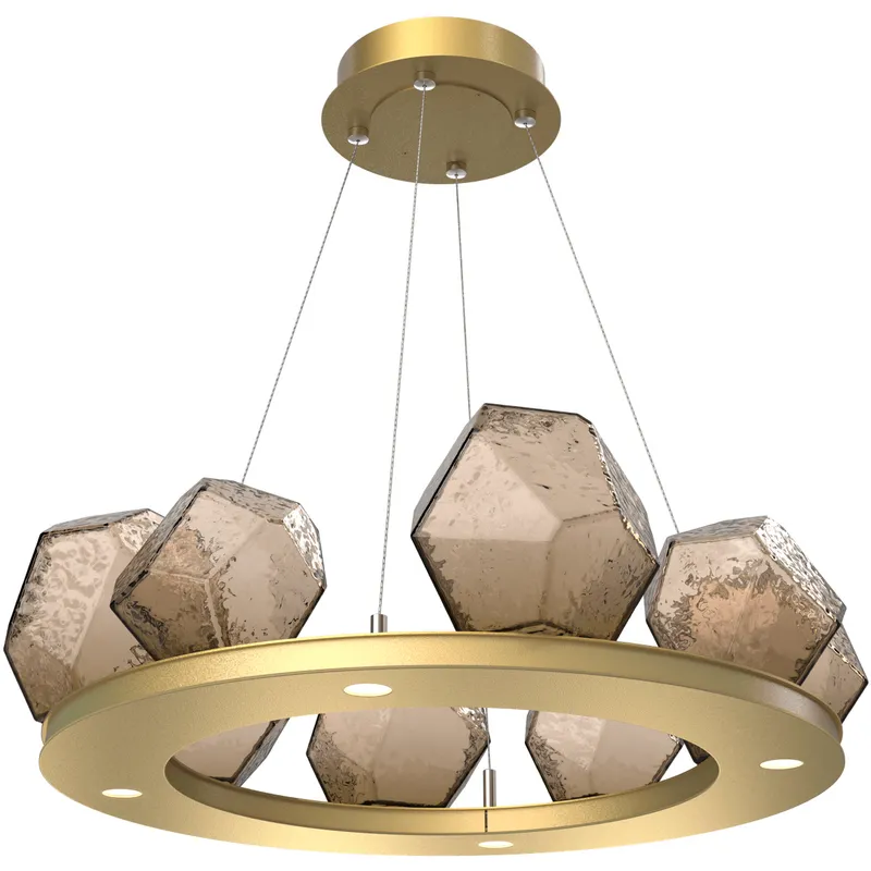 Gem LED 27.4 inch Gilded Brass Chandelier Ceiling Light in Bronze, 2700K LED, Ring