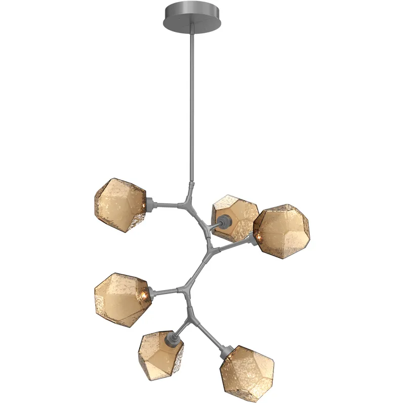 Gem LED 30 inch Classic Silver Chandelier Ceiling Light in 3000K LED, Bronze, Modern Vine