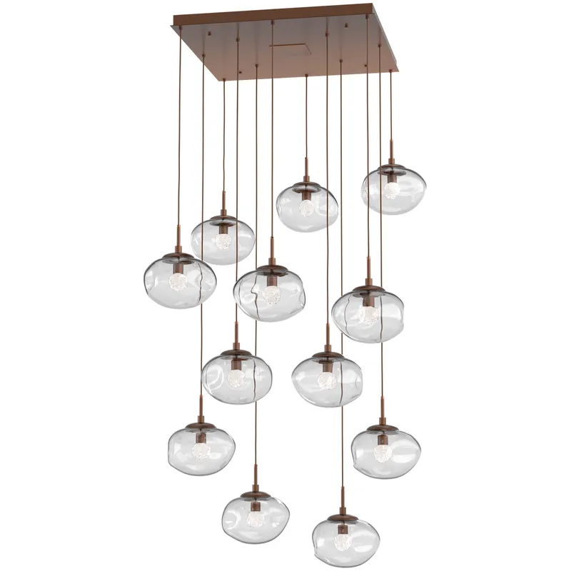 Nova LED LED Burnished Bronze Chandelier Ceiling Light, Square Multi-Pendant
