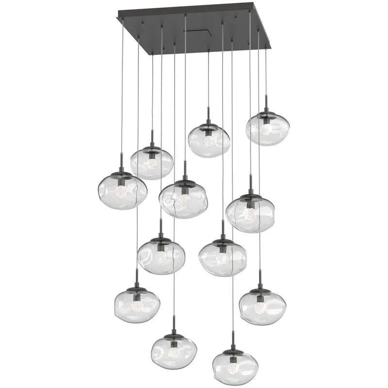 Nova LED LED Graphite Chandelier Ceiling Light, Square Multi-Port