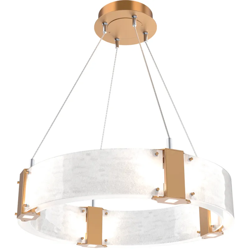 Parallel LED 23.9 inch Novel Brass Chandelier Ceiling Light in 3000K LED, Clear Granite, Ring